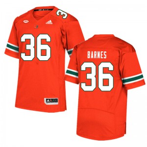 #36 Andrew Barnes Miami Hurricanes Men Player Jerseys Orange