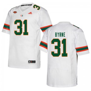 #31 Connor Byrne Miami Hurricanes Men Embroidery Jerseys White
