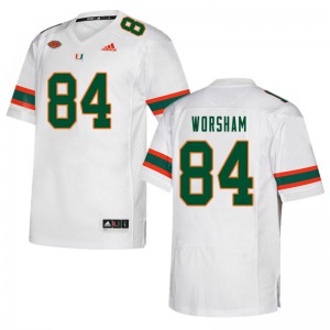 #84 Dazalin Worsham University of Miami Men Stitched Jersey White