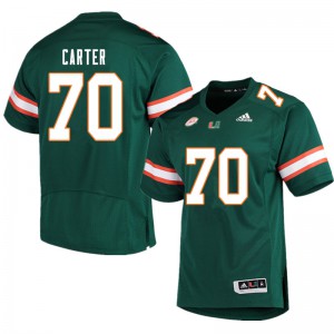 #70 Earnest Carter Miami Hurricanes Men Stitch Jerseys Green