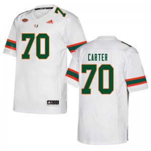 #70 Earnest Carter Miami Hurricanes Men Stitch Jersey White