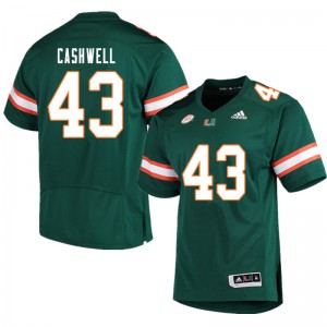 #43 Isaiah Cashwell Miami Men NCAA Jerseys Green