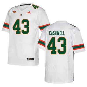 #43 Isaiah Cashwell Miami Men Football Jerseys White