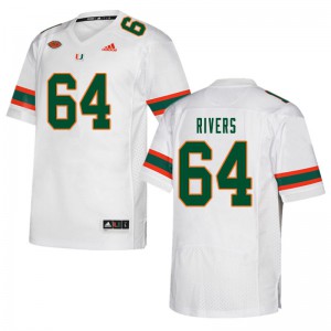 #64 Jalen Rivers Miami Men College Jersey White