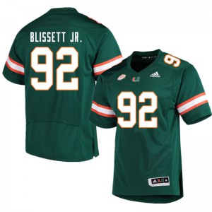 #92 Jason Blissett Jr. Miami Hurricanes Men High School Jersey Green