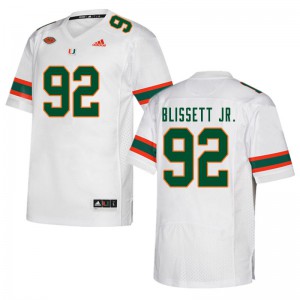 #92 Jason Blissett Jr. Miami Hurricanes Men Official Jerseys White