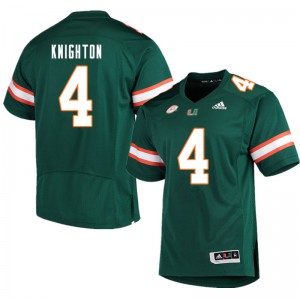 #4 Jaylan Knighton University of Miami Men Football Jerseys Green