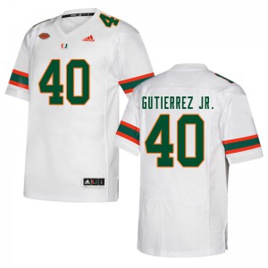 #40 Luis Gutierrez Jr. Miami Hurricanes Men NCAA Jerseys White