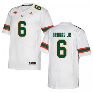 #6 Sam Brooks Jr. University of Miami Men College Jersey White