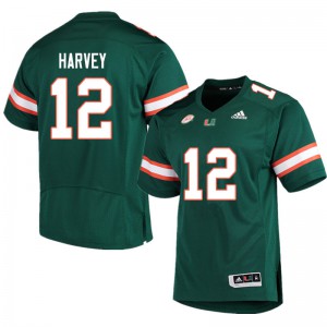 #12 Jahfari Harvey University of Miami Men Football Jersey Green