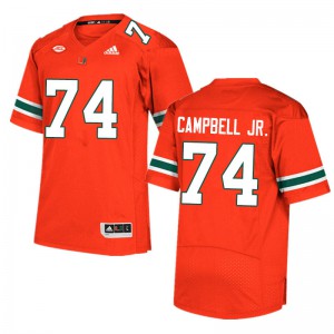 #74 John Campbell Jr. Miami Men NCAA Jersey Orange