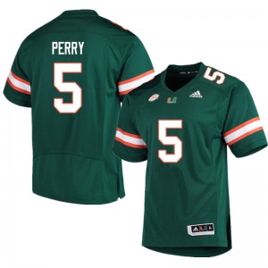 #5 N'Kosi Perry Miami Men NCAA Jersey Green