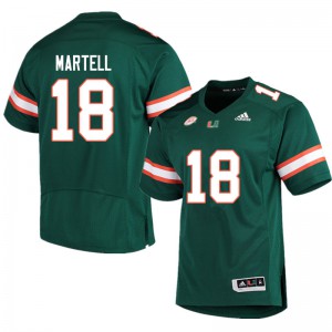 #18 Tate Martell University of Miami Men Football Jerseys Green
