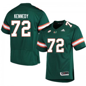 #72 Tommy Kennedy Miami Hurricanes Men Embroidery Jersey Green