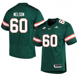 #60 Zion Nelson University of Miami Men Embroidery Jersey Green