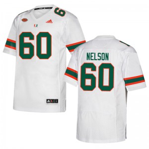 #60 Zion Nelson Miami Hurricanes Men Football Jerseys White