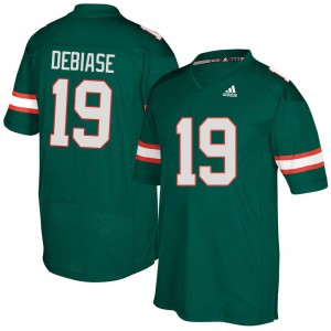 #19 Augie DeBiase Miami Hurricanes Men Stitch Jerseys Green