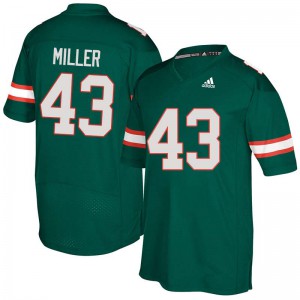 #43 Brian Miller Miami Hurricanes Men Embroidery Jersey Green