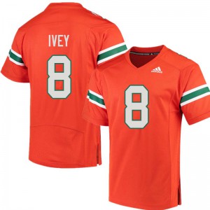 #8 DJ Ivey Miami Men Stitched Jersey Orange