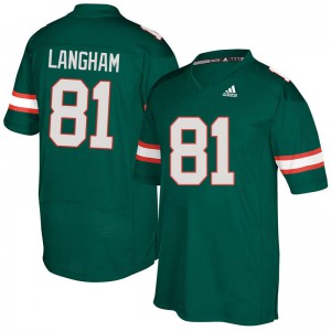 #81 Darrell Langham Miami Hurricanes Men University Jerseys Green