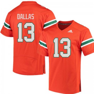 #13 DeeJay Dallas Miami Hurricanes Men Football Jerseys Orange