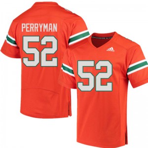 #52 Denzel Perryman University of Miami Men Official Jersey Orange