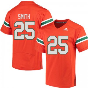 #25 Derrick Smith Miami Men Official Jerseys Orange
