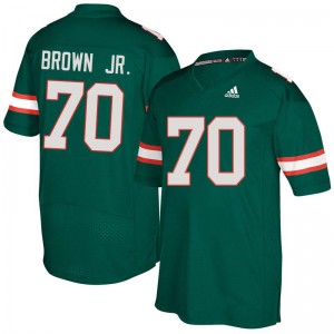 #70 George Brown Jr. Miami Hurricanes Men University Jersey Green