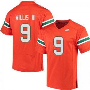 #9 Gerald Willis III Hurricanes Men Stitch Jerseys Orange