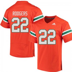 #22 Kacy Rodgers University of Miami Men Official Jerseys Orange