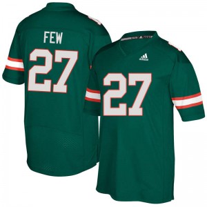 #27 Marshall Few University of Miami Men Player Jerseys Green