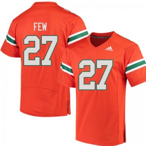 #27 Marshall Few Miami Hurricanes Men Alumni Jersey Orange