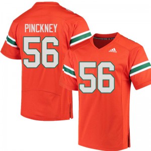 #56 Michael Pinckney University of Miami Men Official Jerseys Orange