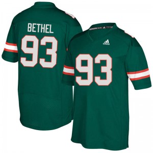 #93 Pat Bethel Miami Hurricanes Men Embroidery Jersey Green