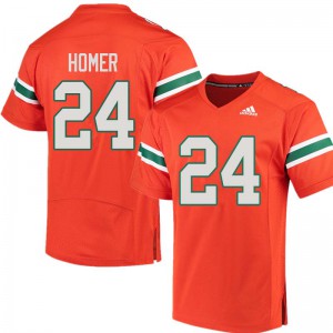 #24 Travis Homer University of Miami Men Official Jerseys Orange