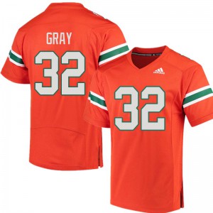 #32 Trayone Gray University of Miami Men Official Jersey Orange