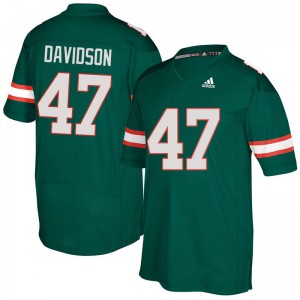 #47 Turner Davidson Miami Hurricanes Men Embroidery Jerseys Green