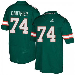 #74 Tyler Gauthier University of Miami Men Football Jersey Green