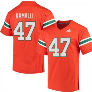 #47 Ufomba Kamalu University of Miami Men Embroidery Jerseys Orange