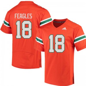 #18 Zach Feagles Miami Hurricanes Men Stitch Jersey Orange