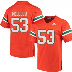 #53 Zach McCloud Miami Hurricanes Men Stitch Jerseys Orange