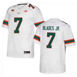 #7 Al Blades Jr. University of Miami Men Official Jerseys White