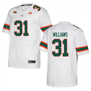 #31 Avantae Williams University of Miami Men NCAA Jerseys White