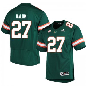 #27 Brian Balom University of Miami Men NCAA Jerseys Green