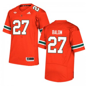 #27 Brian Balom Miami Men Football Jersey Orange