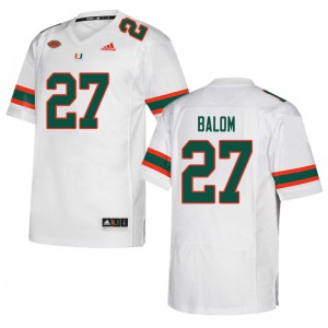 #27 Brian Balom University of Miami Men College Jerseys White
