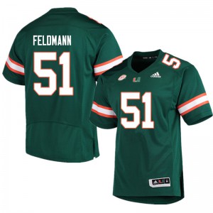 #51 Graden Feldmann University of Miami Men Embroidery Jerseys Green