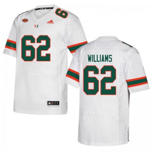 #62 Jarrid Williams Miami Men Football Jerseys White