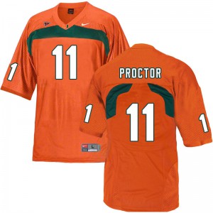 #11 Carson Proctor Miami Hurricanes Men Embroidery Jerseys Orange