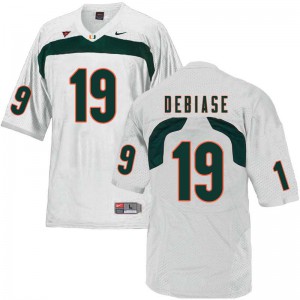 #19 Augie DeBiase Miami Hurricanes Men College Jersey White